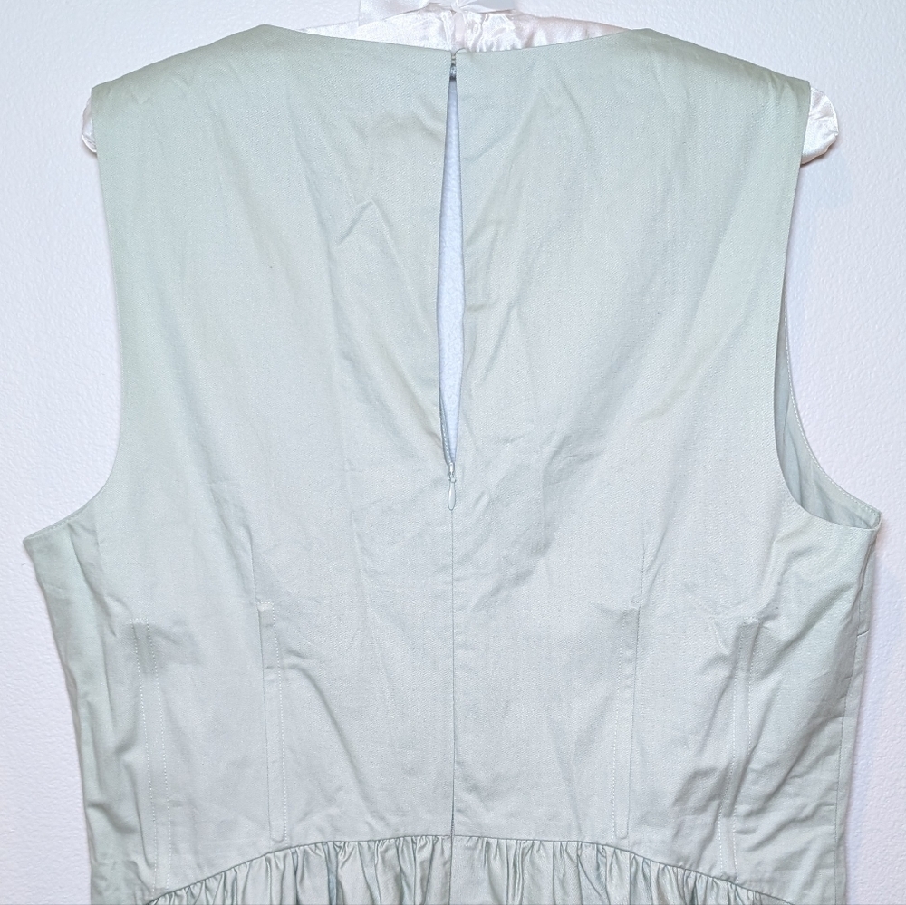 NEW Reiss Liza 100% Cotton Corset Midi Dress in Sage - Picture 9 of 15